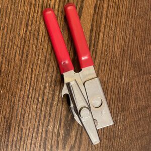 Vintage Swing-A-Way Manual Hand-Held Can Opener Red Handles Swing Away